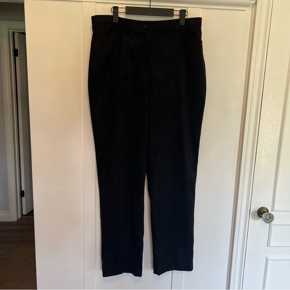 TanJay Black on Black Paisley Pants - Women's Size 14 - Picture 2 of 6